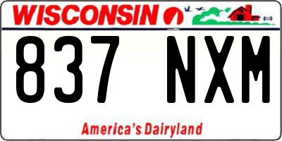 WI license plate 837NXM