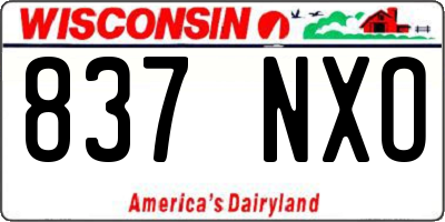 WI license plate 837NXO