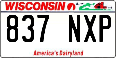 WI license plate 837NXP