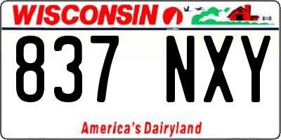 WI license plate 837NXY