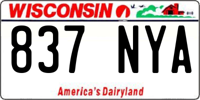 WI license plate 837NYA