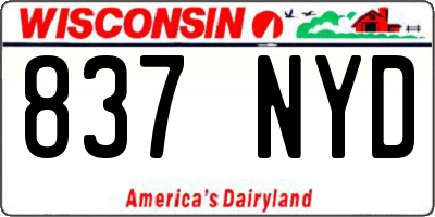 WI license plate 837NYD