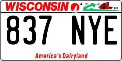 WI license plate 837NYE