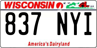WI license plate 837NYI