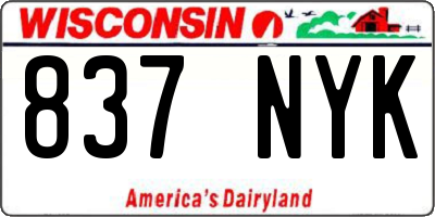 WI license plate 837NYK