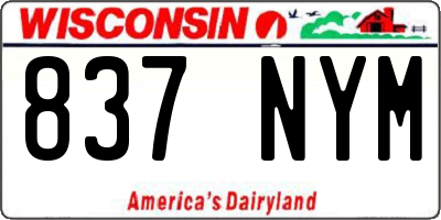 WI license plate 837NYM