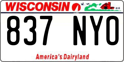 WI license plate 837NYO