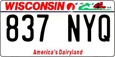 WI license plate 837NYQ