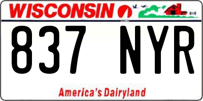 WI license plate 837NYR