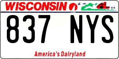 WI license plate 837NYS