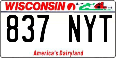 WI license plate 837NYT