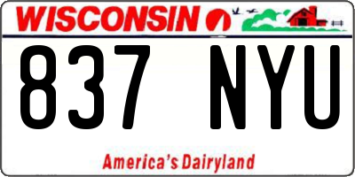 WI license plate 837NYU
