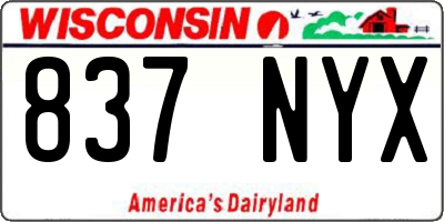 WI license plate 837NYX