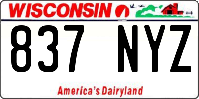 WI license plate 837NYZ