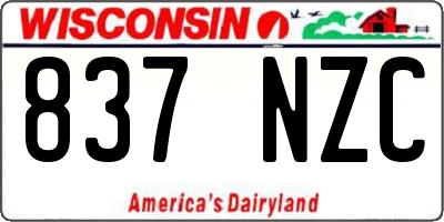 WI license plate 837NZC