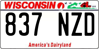 WI license plate 837NZD