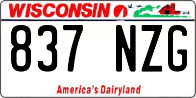 WI license plate 837NZG