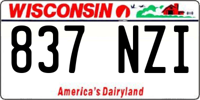 WI license plate 837NZI