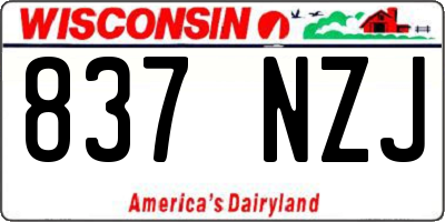 WI license plate 837NZJ