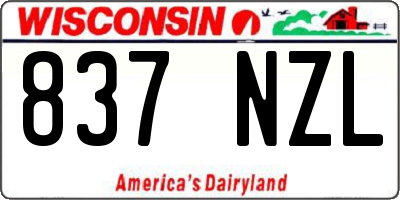 WI license plate 837NZL
