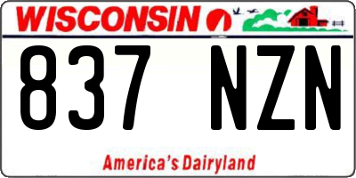 WI license plate 837NZN