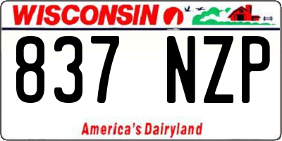 WI license plate 837NZP