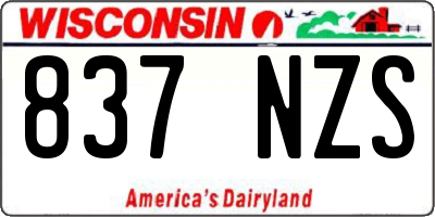 WI license plate 837NZS