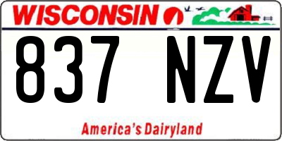 WI license plate 837NZV