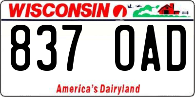 WI license plate 837OAD