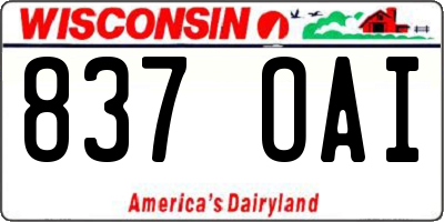 WI license plate 837OAI