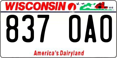 WI license plate 837OAO
