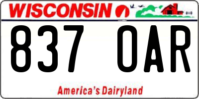 WI license plate 837OAR