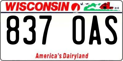 WI license plate 837OAS