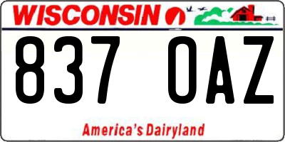 WI license plate 837OAZ