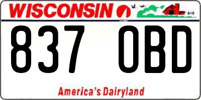 WI license plate 837OBD