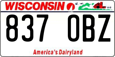 WI license plate 837OBZ