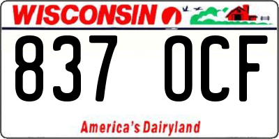 WI license plate 837OCF