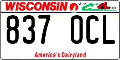 WI license plate 837OCL