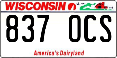 WI license plate 837OCS