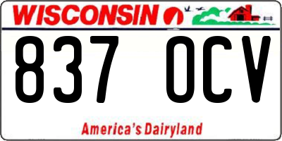 WI license plate 837OCV