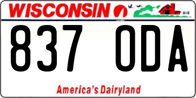 WI license plate 837ODA