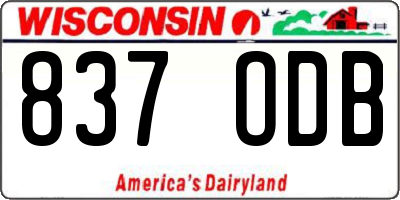WI license plate 837ODB