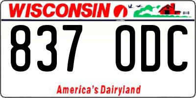 WI license plate 837ODC