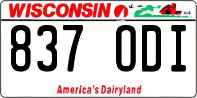 WI license plate 837ODI