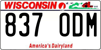 WI license plate 837ODM
