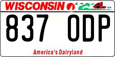 WI license plate 837ODP