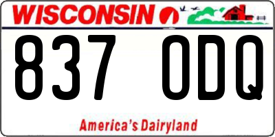 WI license plate 837ODQ