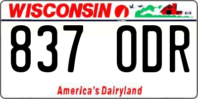 WI license plate 837ODR