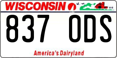 WI license plate 837ODS