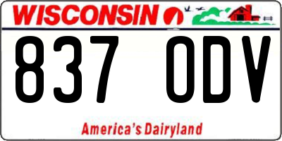 WI license plate 837ODV